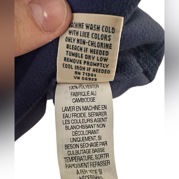LL Bean Womens Medium Sweatshirt Micro Fleece Blue Pullover Outdoor Shawl VNeck - Picture 7 of 8